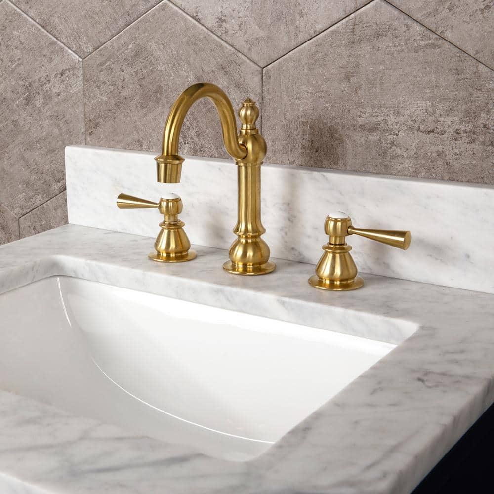 Water Creation  Satin Brass High Arc Torch Lever Handle True Brass Lavatory Faucet