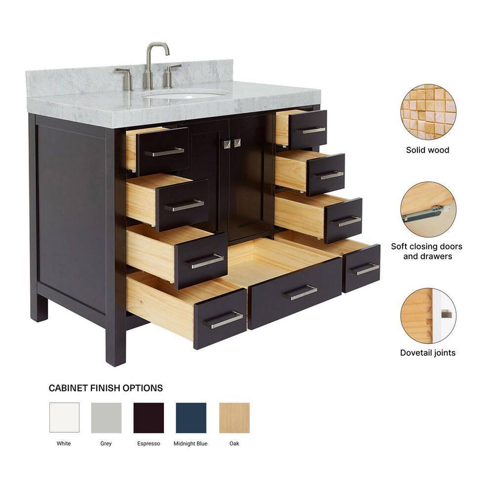 Cambridge 42'' Single Bathroom Vanity with Carrara Marble Top