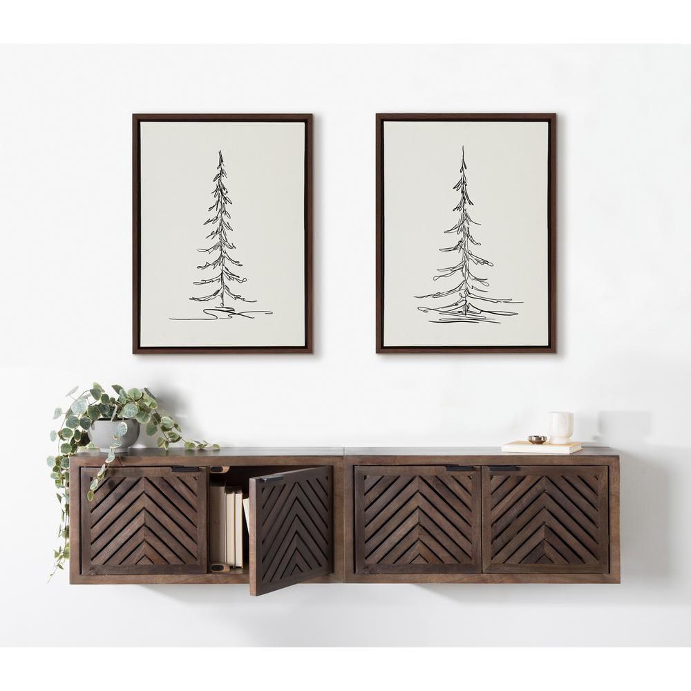 (Set of 2) 18" x 24" Sylvie Minimalist Evergreen Trees Sketch Framed Canvas Set Brown - Kate & Laurel All Things Decor: Modern Wall Decor