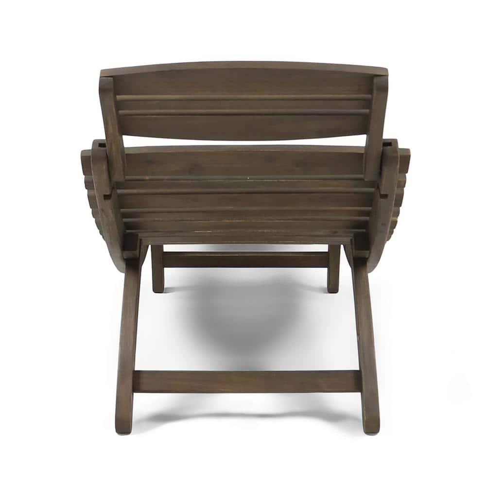 Christopher Knight Home Lisbon Outdoor Acacia Wood Folding Armless Chaise Lounge (Set of 2), Gray