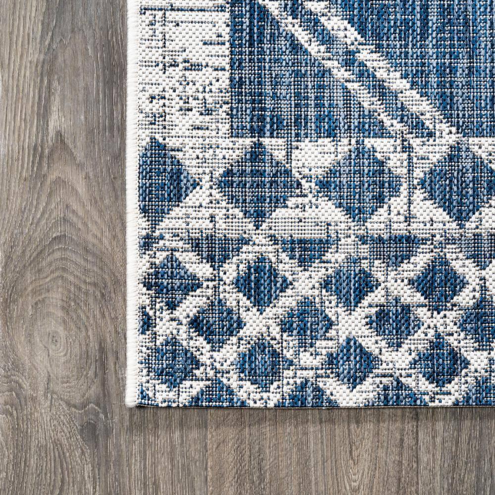 3'x5' Marokko Diamond  Medallion Indoor/Outdoor Area Rug, Blue/Ivory - JONATHAN Y
