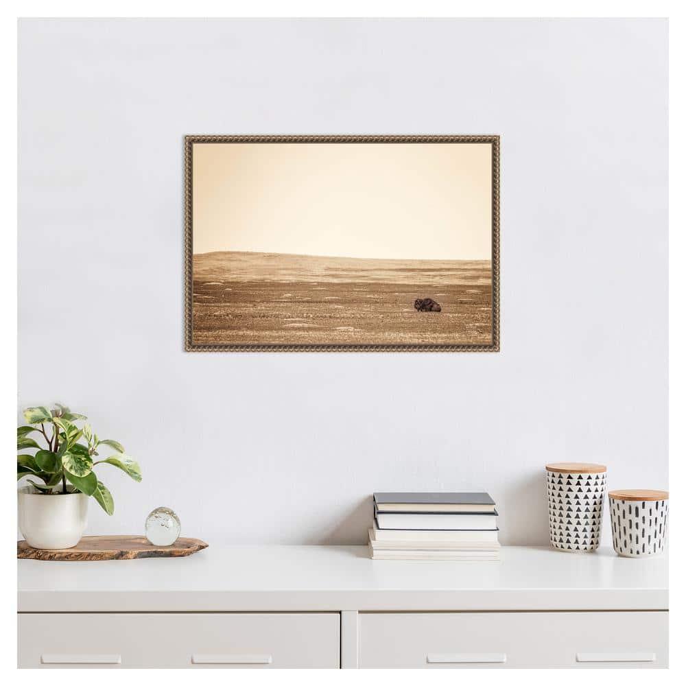 Amanti Art Badlands Bison Sepia by Nathan Larson Canvas Wall Art Print Framed 23 x 16-in.