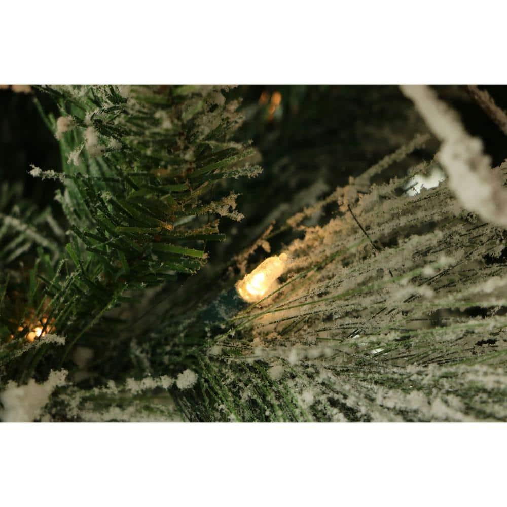 Fraser Hill Farm 6.5-Foot Pre-Lit Snow Flocked Snowy Pine Christmas Tree, Smart Lights