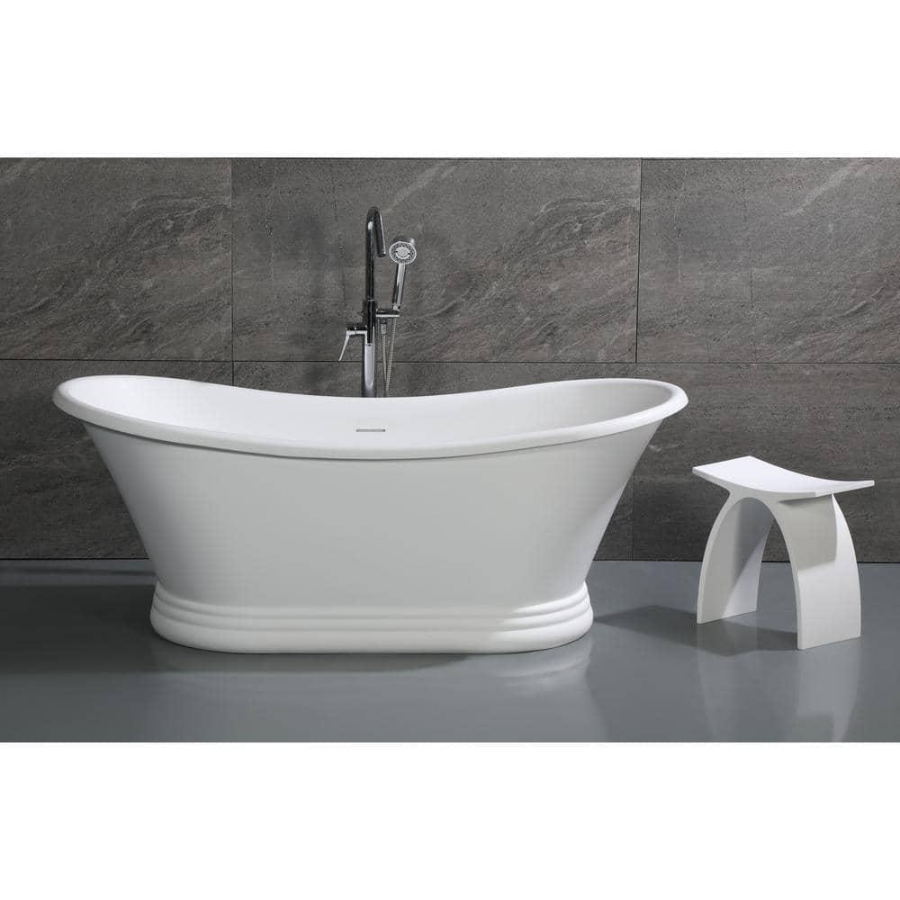 63.4'' x 29.5'' Freestanding Soaking Stone Bathtub