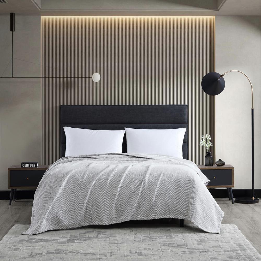 Vera Wang Vera Wang Chenille Pique Cotton Grey Blanket