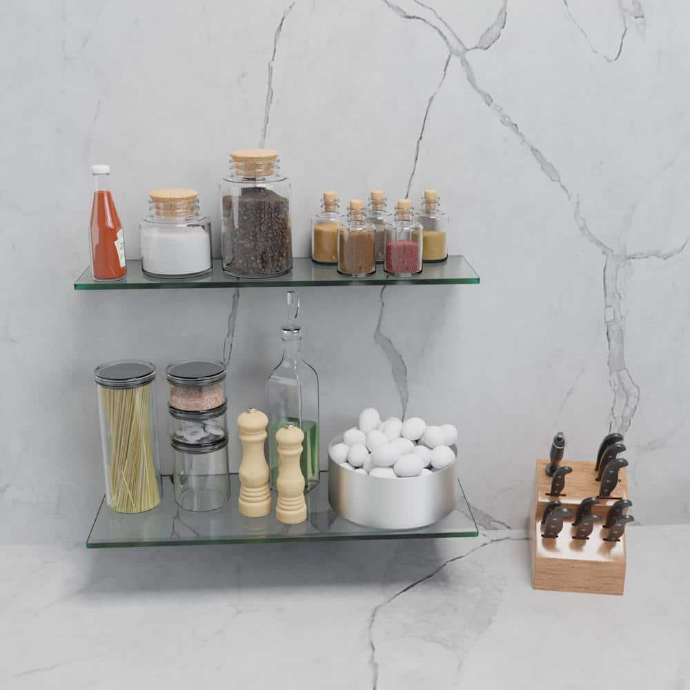Latitude Run® Glass Accent Shelf with Adjustable Shelves
