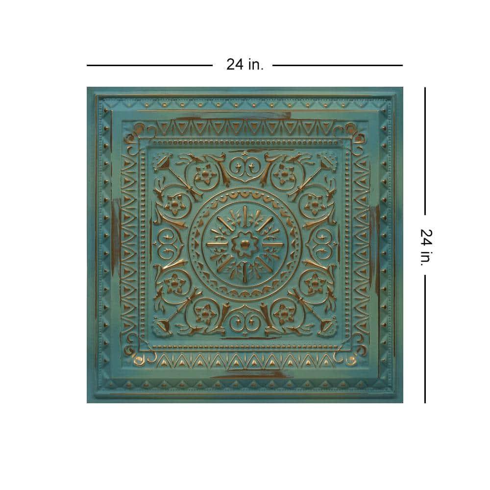 Marseille 24'' W Textured PVC Drop-In Ceiling Tile In Antique Gold