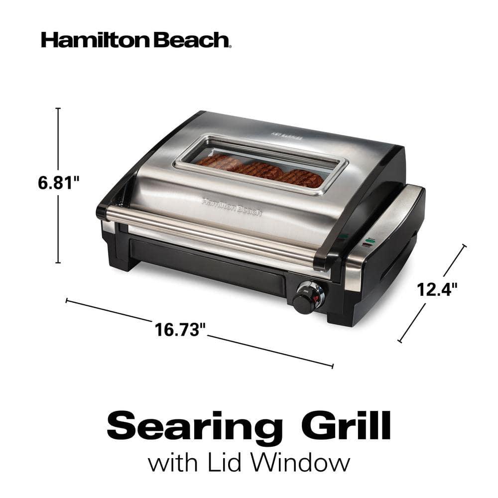 Hamilton Beach Hamilton Beach® Electric Indoor Searing Grill with Removable Non-Stick Grate, Viewing Window & Adjustable Temperature Control to 450°F, 118 sq. in. Surface Serves 6