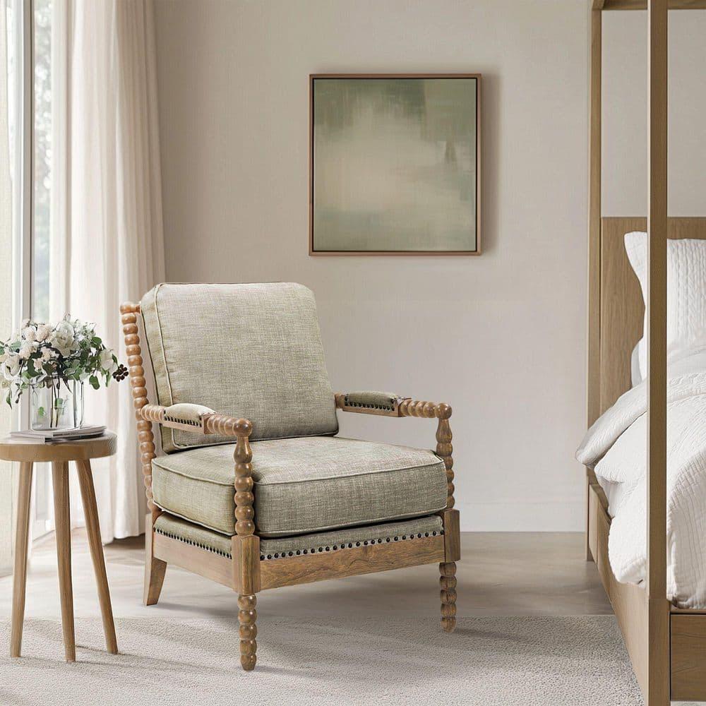 Madison Park Lyla Accent Chair Beige: Upholstered, Plywood Frame, Removable Cushions