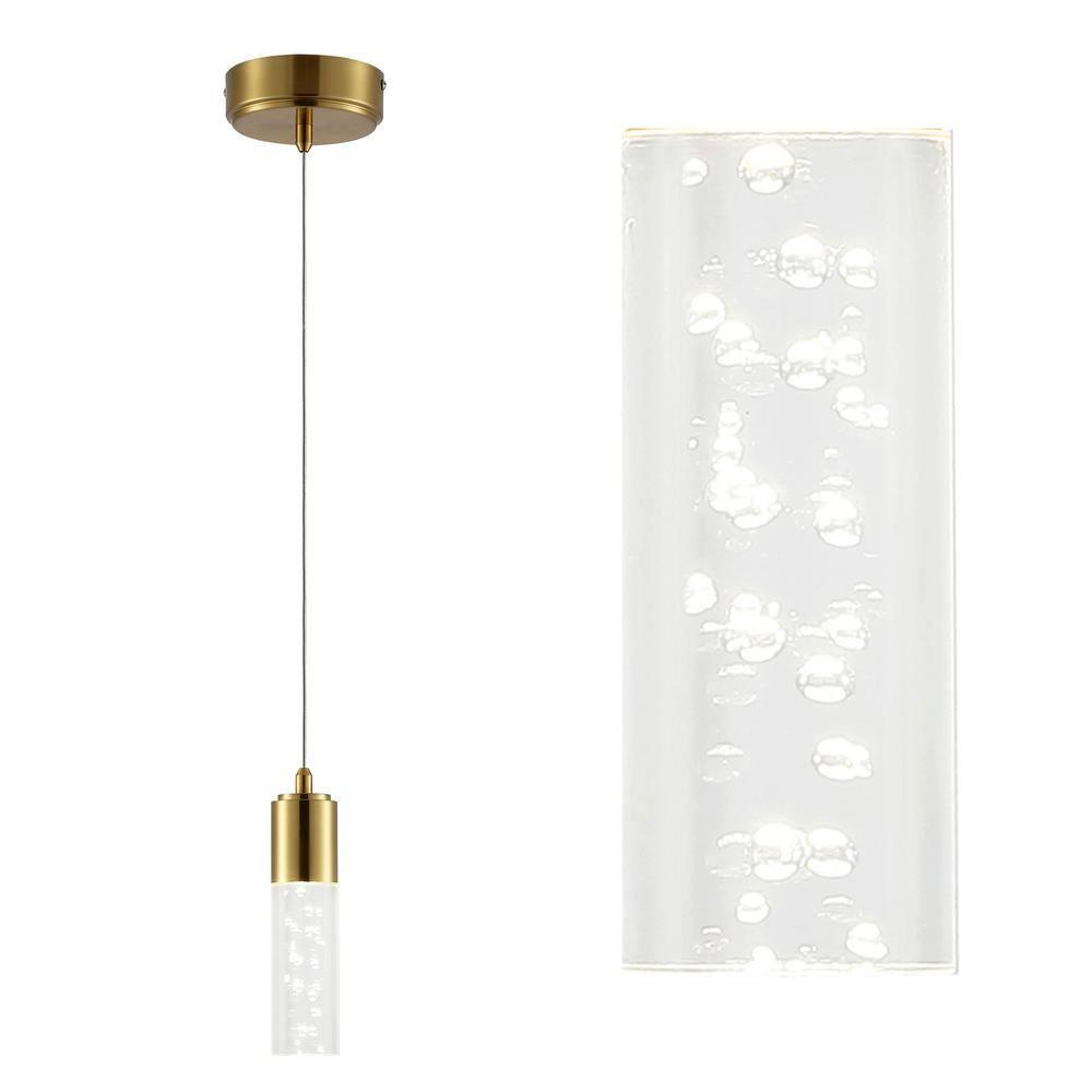 JONATHAN Y Cristal 1-Light Bubble Acrylic/Iron Modern Minimalist Integrated LED Pendant, by JONATHAN  Y - 1 Light Gold
