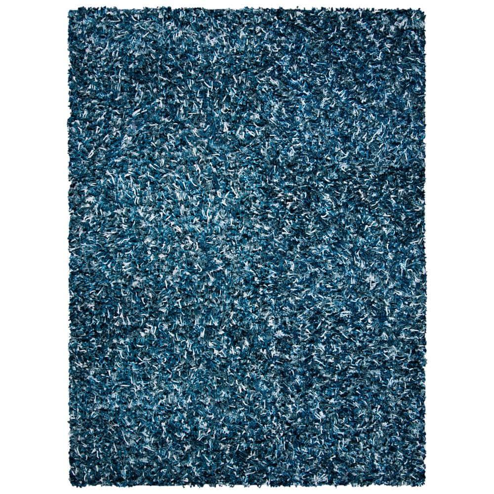 Rio Shag SG960 Hand Loomed Indoor Area Rug - Navy/Ivory - 8'x10' - Safavieh