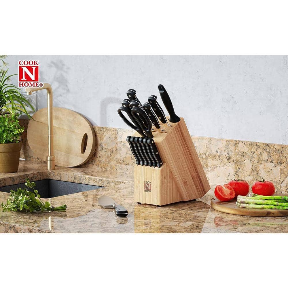 Cook N Home Cook N Home Kitchen Knife Set with Bamboo Storage Block 15-Piece