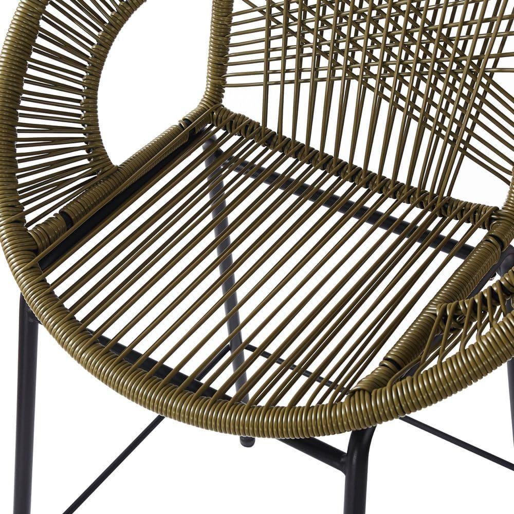 Christopher Knight Home Gwyneth Outdoor Modern Iron and Rattan Bar Stools (Set of 2), Green