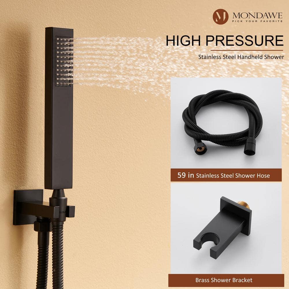 Rainfall Symphony 12inch 3-Function Dual Shower Head Thermostatic Shower System with 3 Sprays Handheld