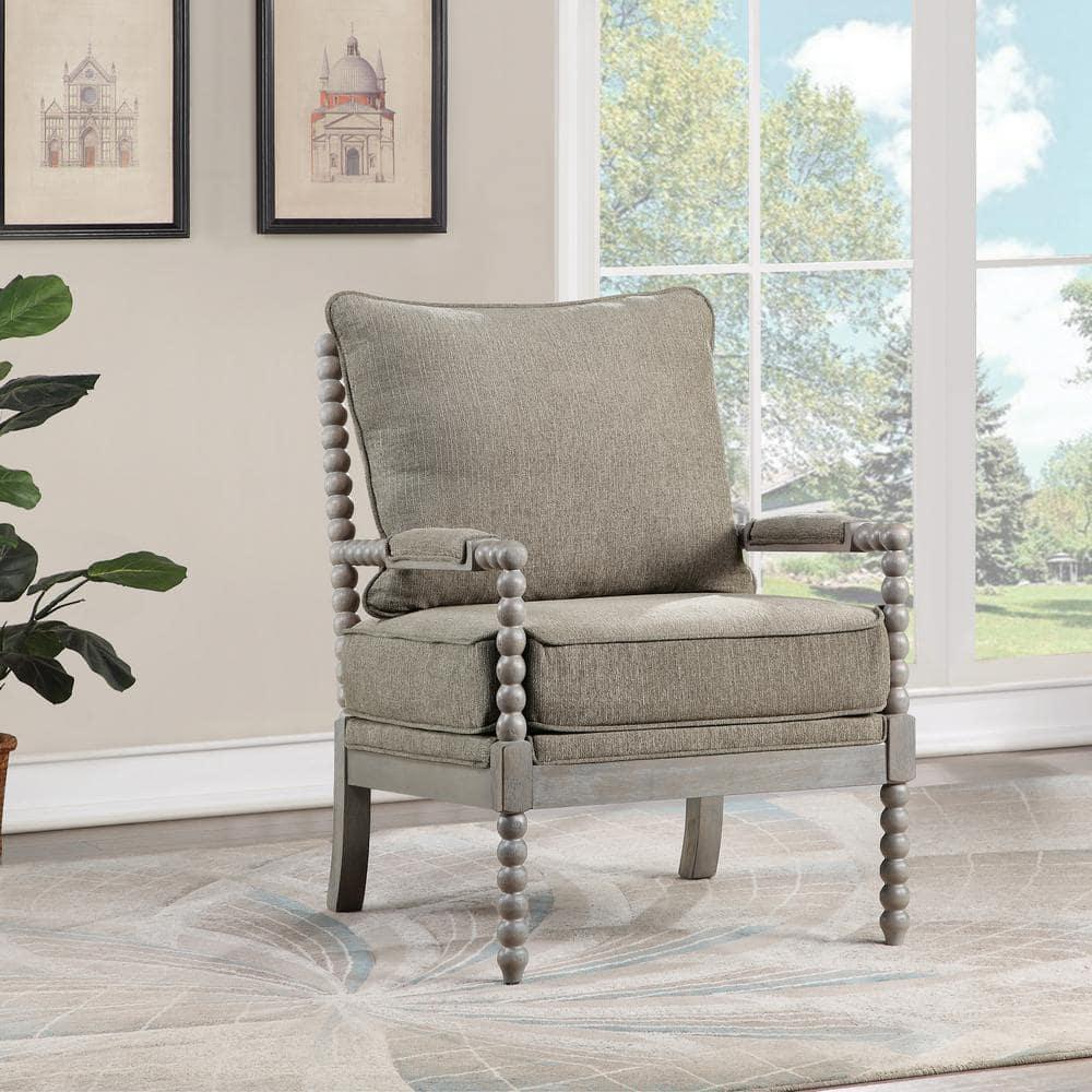 OSP Home Furnishings Abbott Chair in Dolphin Fabric with Brushed Grey Base K/D