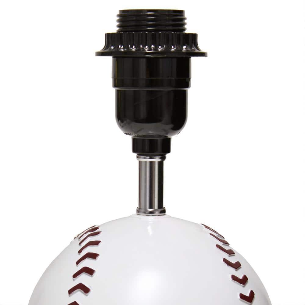 Grovelane SportsLite 11.5" Tall Athletic Sports Baseball Base Ceramic Bedside Table Desk Lamp with White Empire Fabric Shade with Red Trim
