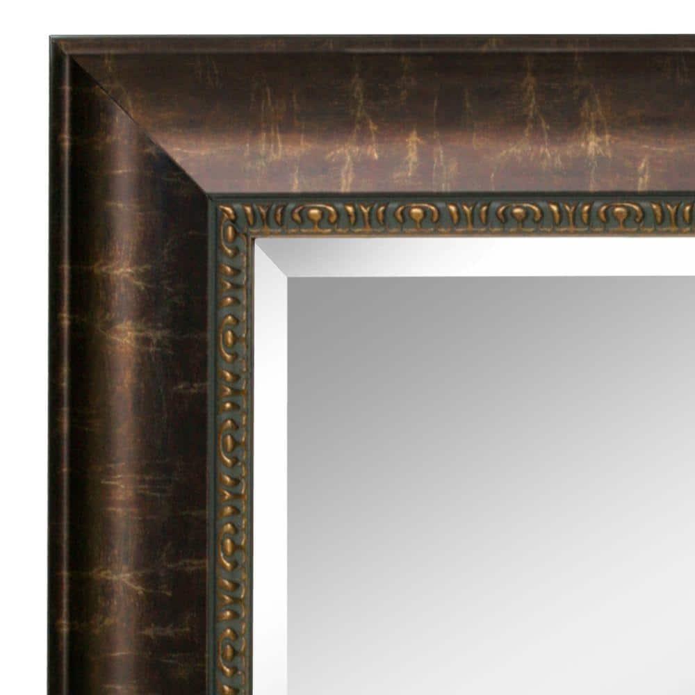 Head West Bronze Distressed Embossed Rectangular Framed Beveled Accent Wall Vanity Mirror - 30.5 x 36.5
