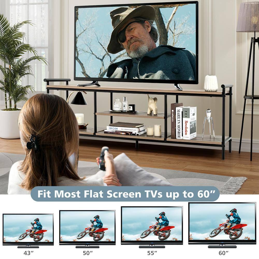 Costway Industrial TV Stand for TV's up to 60'' Media Center Console Table w/ Open Shelf