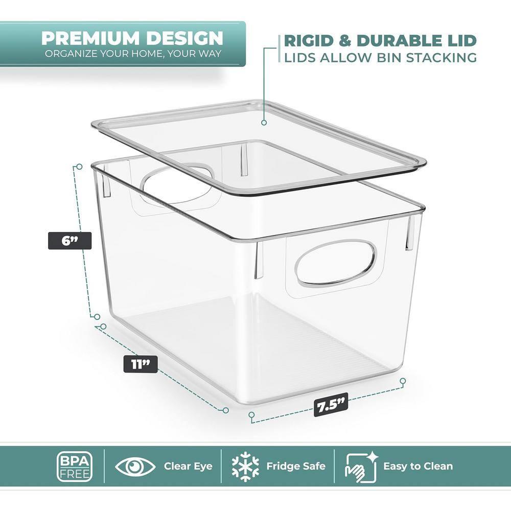Sorbus Sorbus Large Clear Kitchen, Pantry, and Fridge Storage Bins with Lids 8 Pack