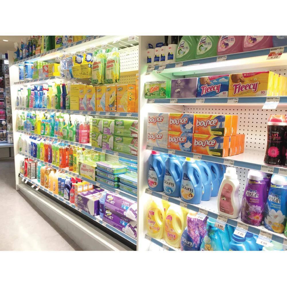 Gondola LED Shelf Lighting, 6500K Shelf LED Lights with Opalescent PC Cover, 50,000-Hour LED Shelf Lights for Supermarkets, Magnetic 4-ft Strip, 24V Adapter, 4-Pack Shelf Light, V-Shape