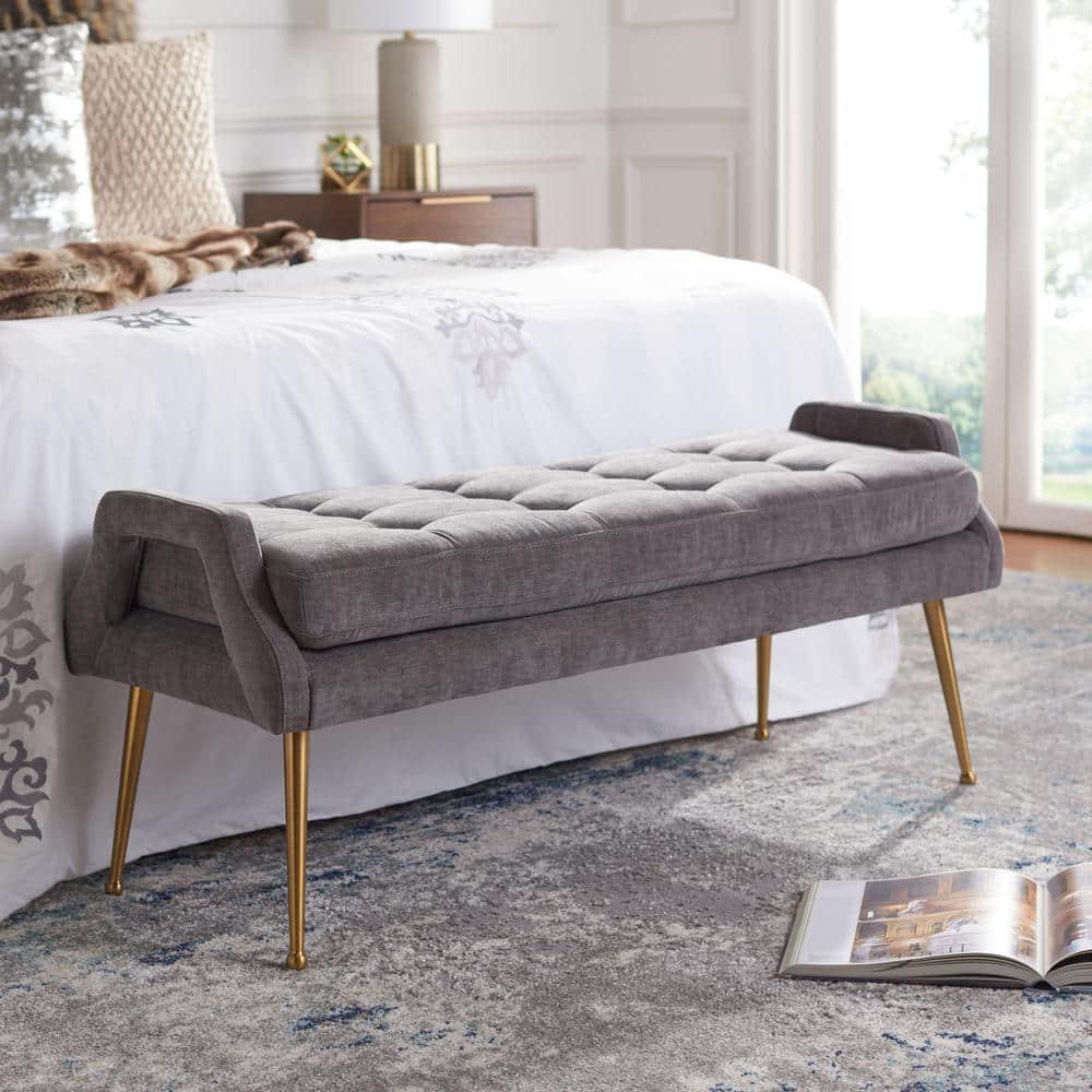 Everdeen Bench  - Charcoal/Gold - Safavieh