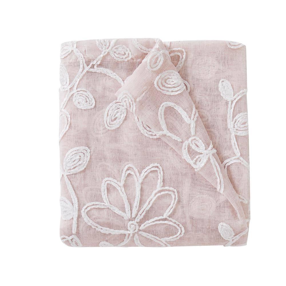 Dainty Home Rita 2-pack Linen Textured Grommet Window Panels With 3d Chenille Floral Embroidery Blush 76" W x 84" L