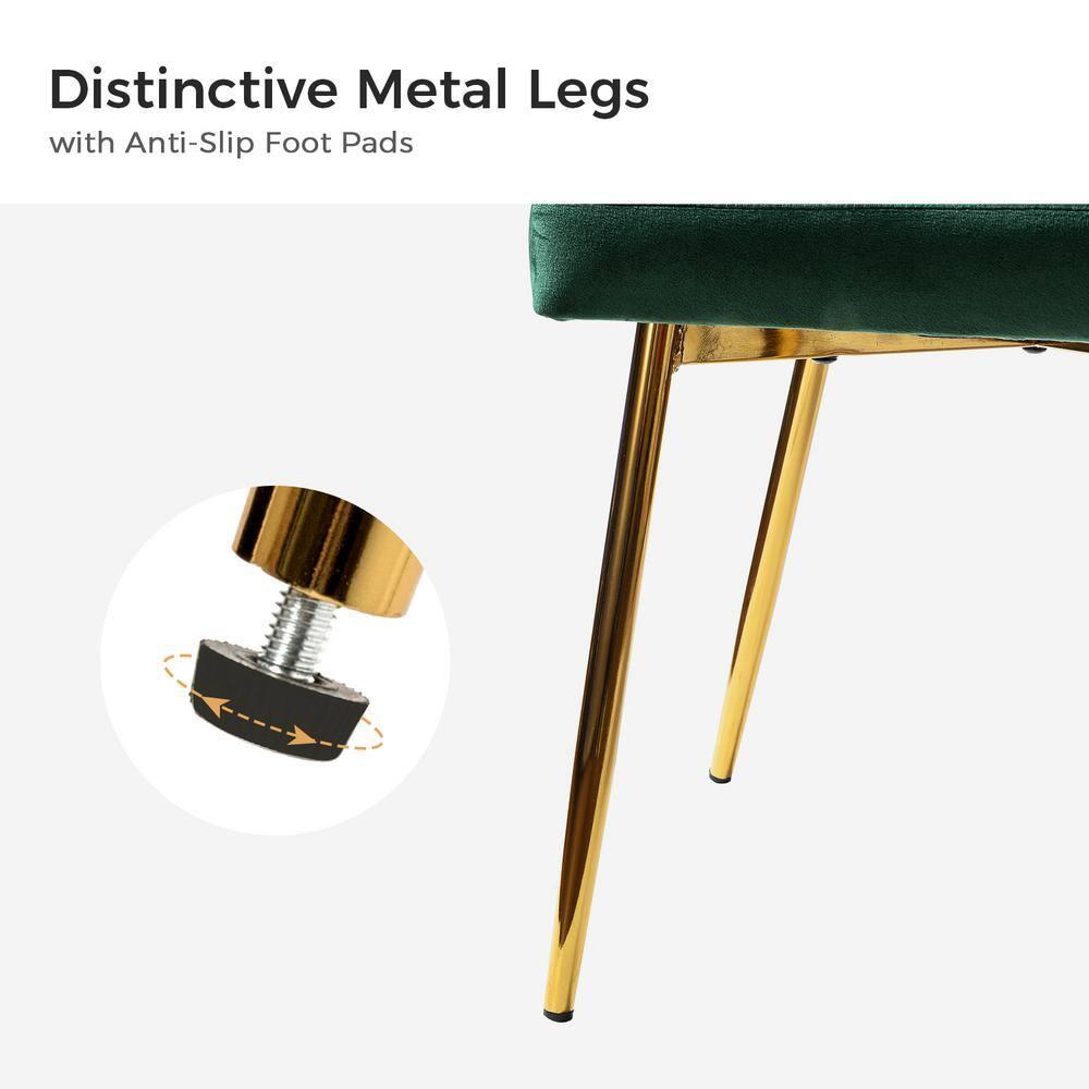 Velvet Wingback Dining Chair Upholstered Makeup Vanity Chair Gold Metal Legs Home Bedroom Green