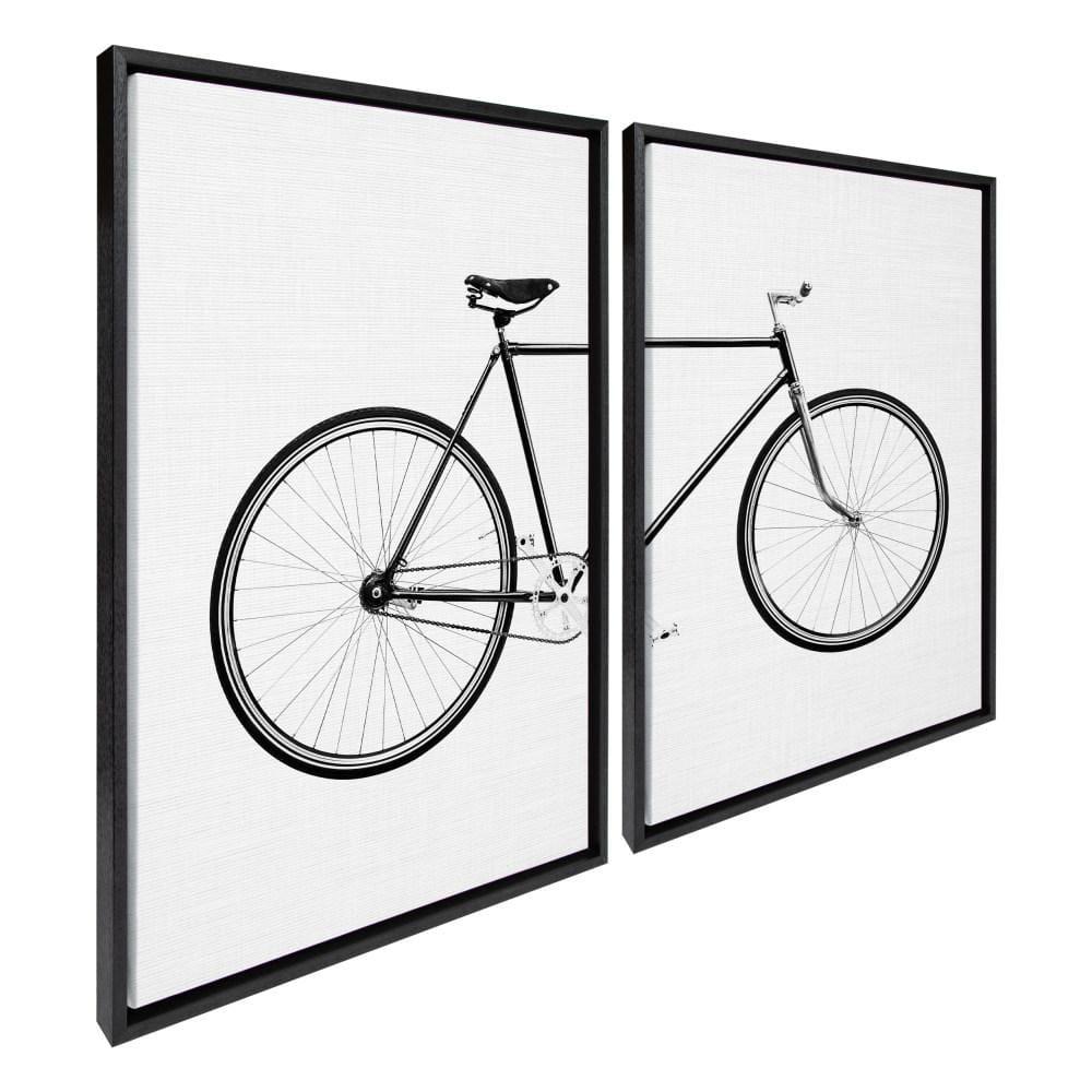 2pc 23" x 33" Sylvie Bicycle by Simon Te of Tai Prints Farmed Wall Canvas Black - Kate & Laurel All Things Decor