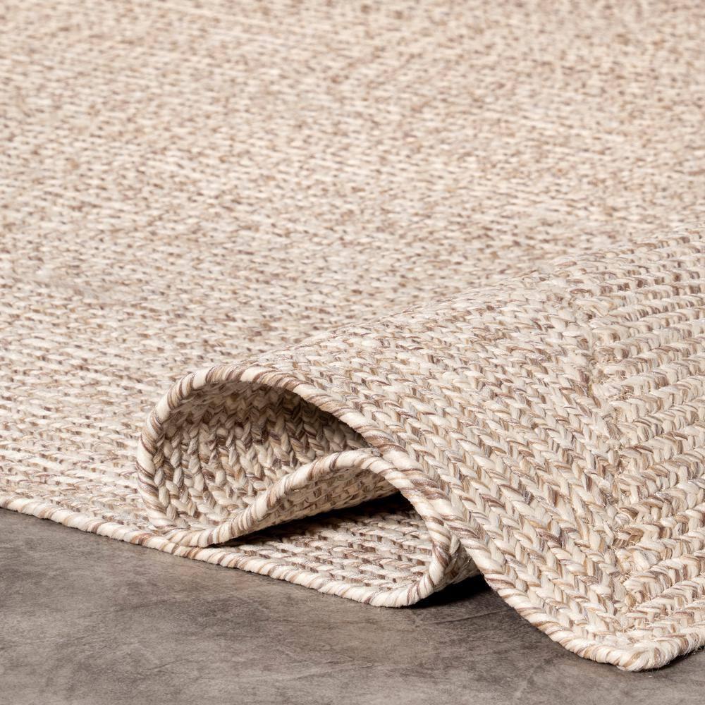 nuLOOM 2' x 14' Solid Hand Braided Indoor/Outdoor Area Rug, Pet-Friendly, High Traffic, Weather Resistant, for Patio, Balcony, Bedroom, Living, Dining Room, Wynn Tan