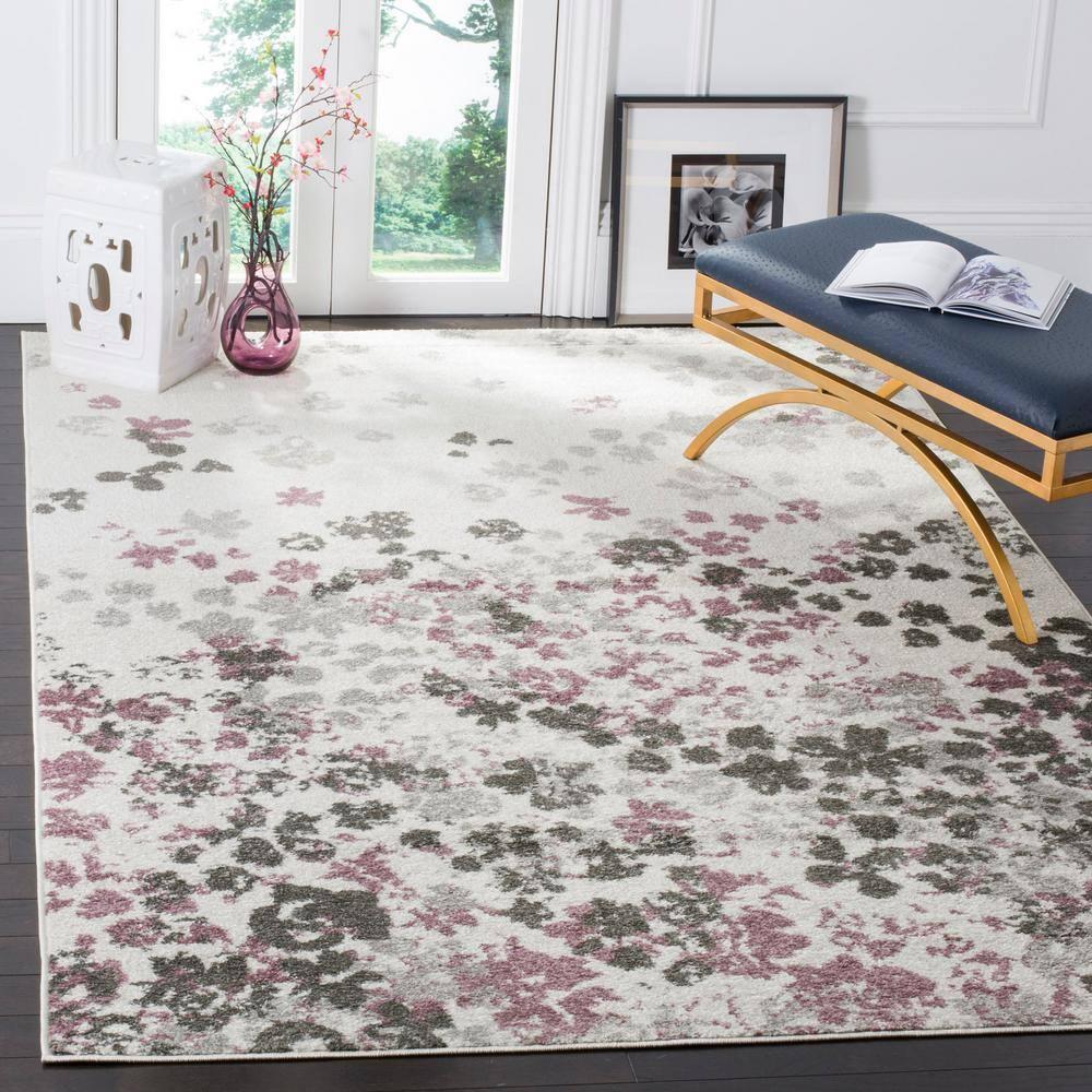 Adirondack ADR115 Machine Made Indoor Area Rug - Ivory/Purple - 6'x9' - Safavieh