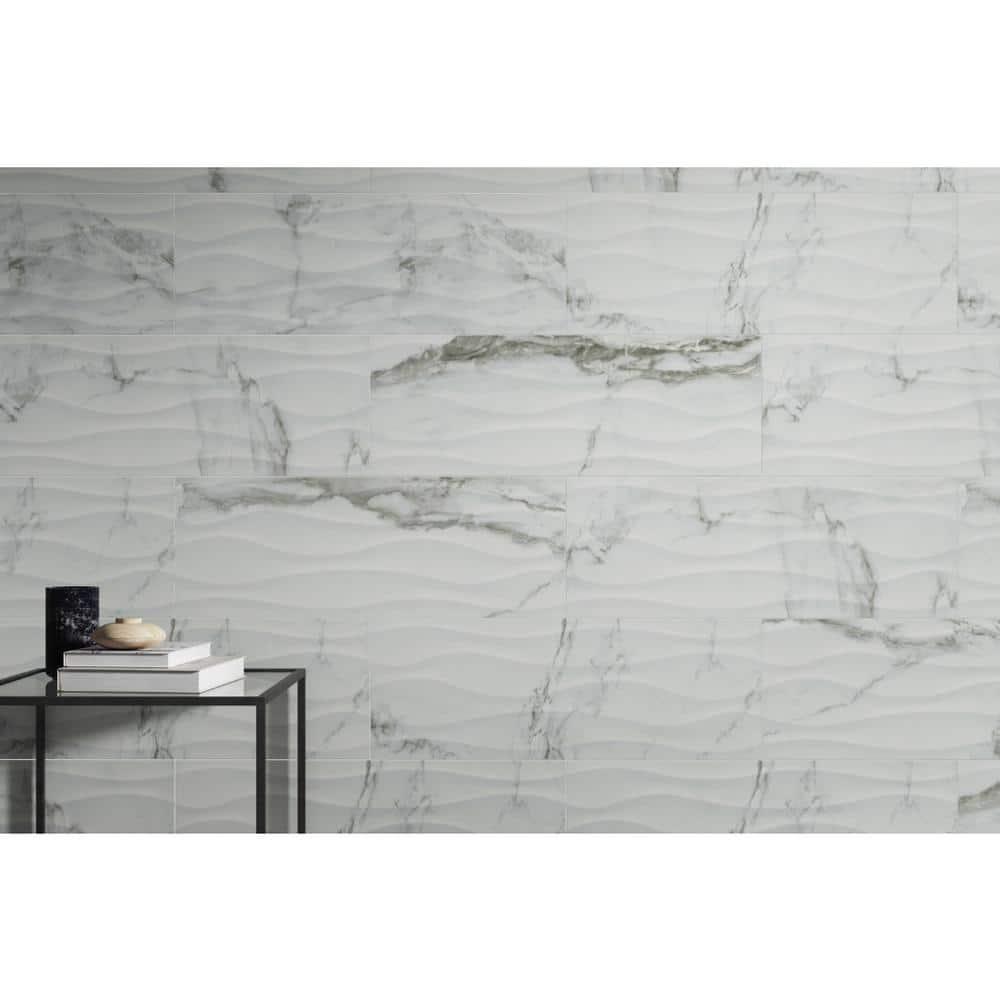 Emser Tile Sculpture Wav Venato 13 in. x 36 in. Glossy Ceramic Wall Tile (12.93 sq. ft./Case)