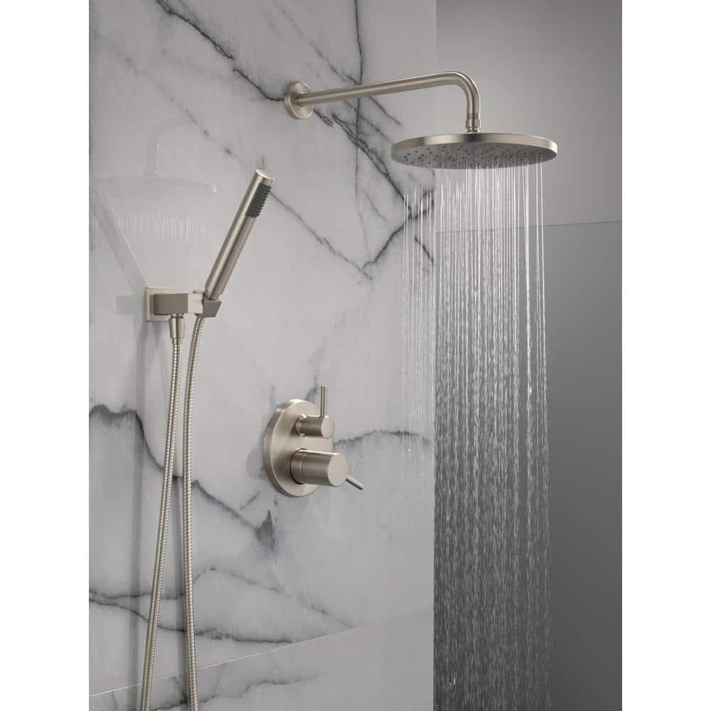 Modern Raincan Round Shower System, Rain Shower Head with Handheld Spray, Shower Faucet Set