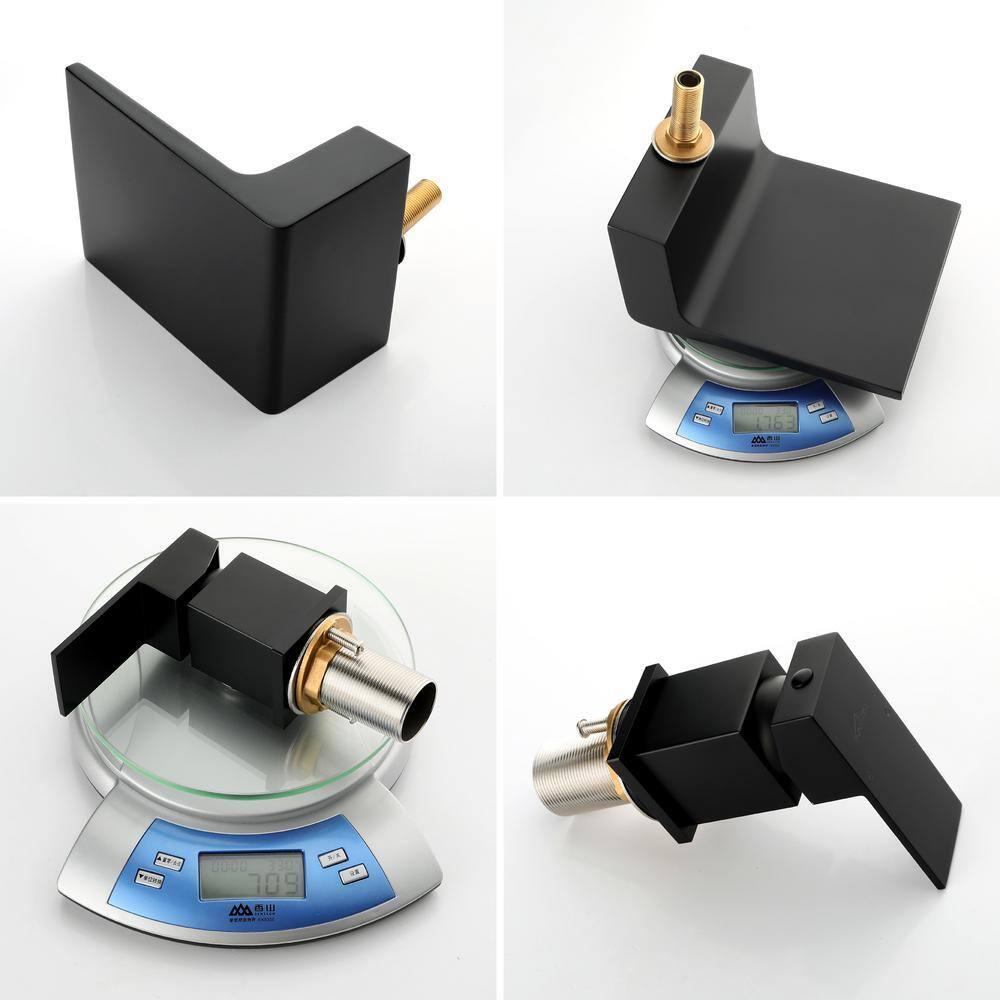 Boyel Living Single-Handle Shower Head Bathroom Bathtub Faucet, Deck Mount Roman Tub Faucet with Hand Shower and Water Suply Hose Waterfall Bath Tub Filler in Matte Black