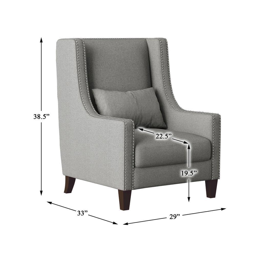 Lexicon Keller Upholstered Wingback Chair in Light Gray
