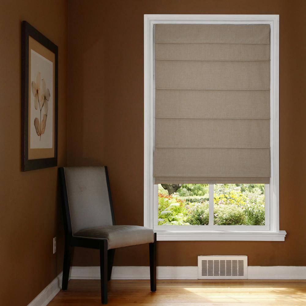 Home Basics  Cordless Blackout Fabric Roman Shades 23 inches - Linen