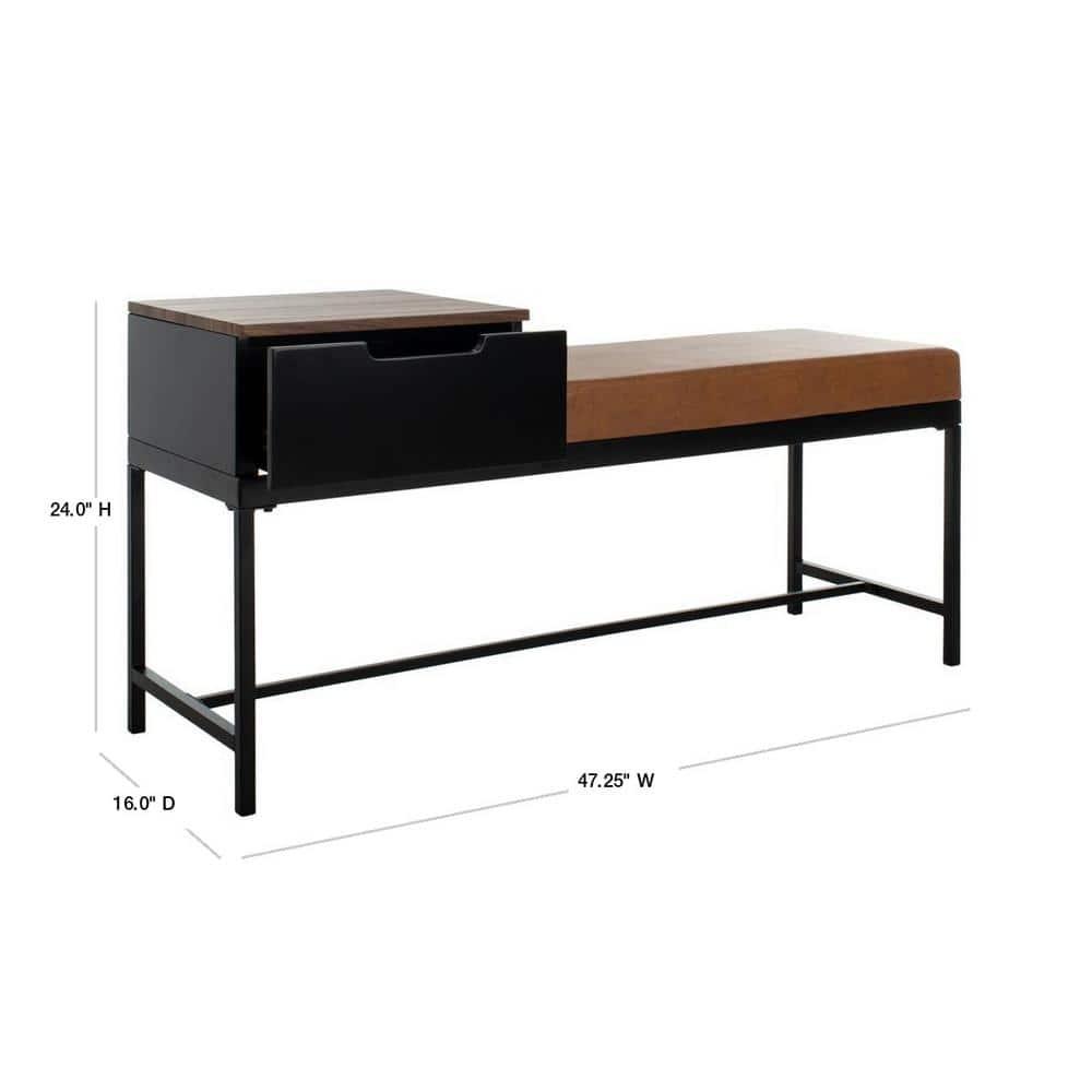 Maruka Bench with Storage - Brown/Brown - Safavieh