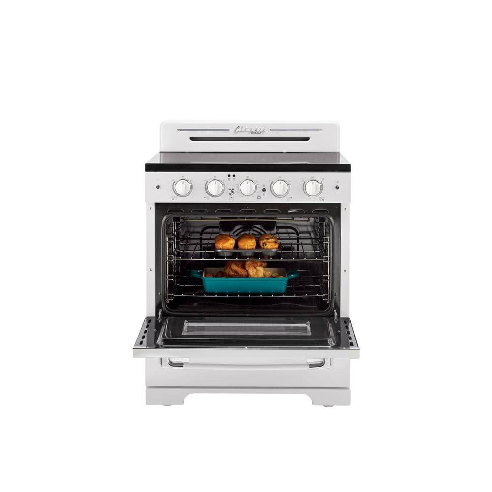 Unique Appliances Classic Retro 30" 5 Element 3.9 cu. ft. Freestanding Electric Glass Top Range with Convection Oven UGP-30CR EC W