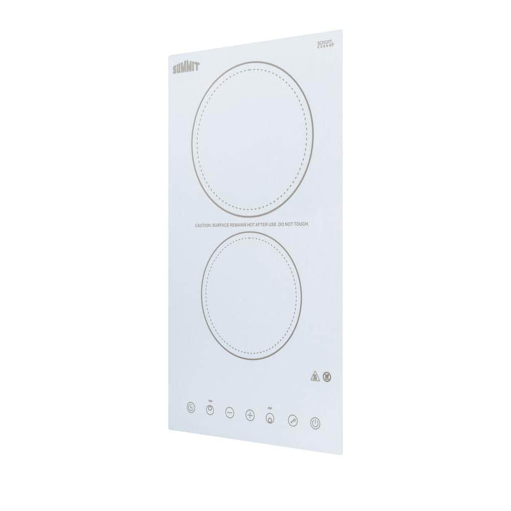 White Ceramic Glass 2 Burner Electric Cooktop with Touch Control