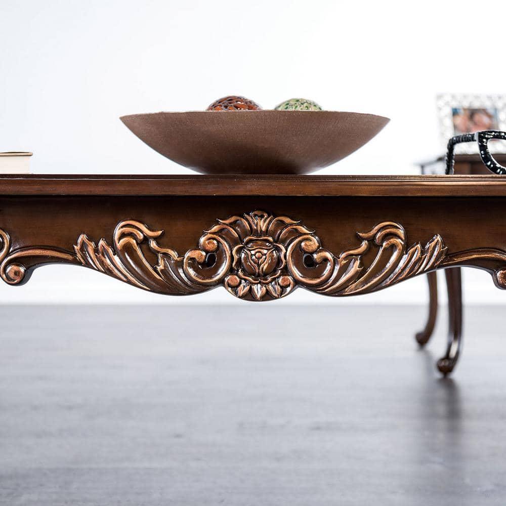 Furniture of America Bowers Traditional Solid Wood 52-inch Coffee Table, Dark Cherry