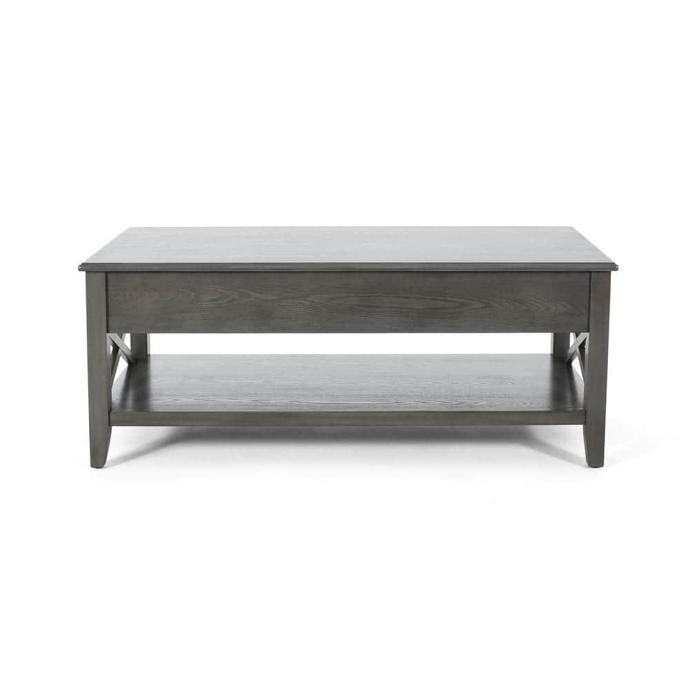Noble House Moses Farmhouse Faux Wood Lift Top Coffee Table, Gray