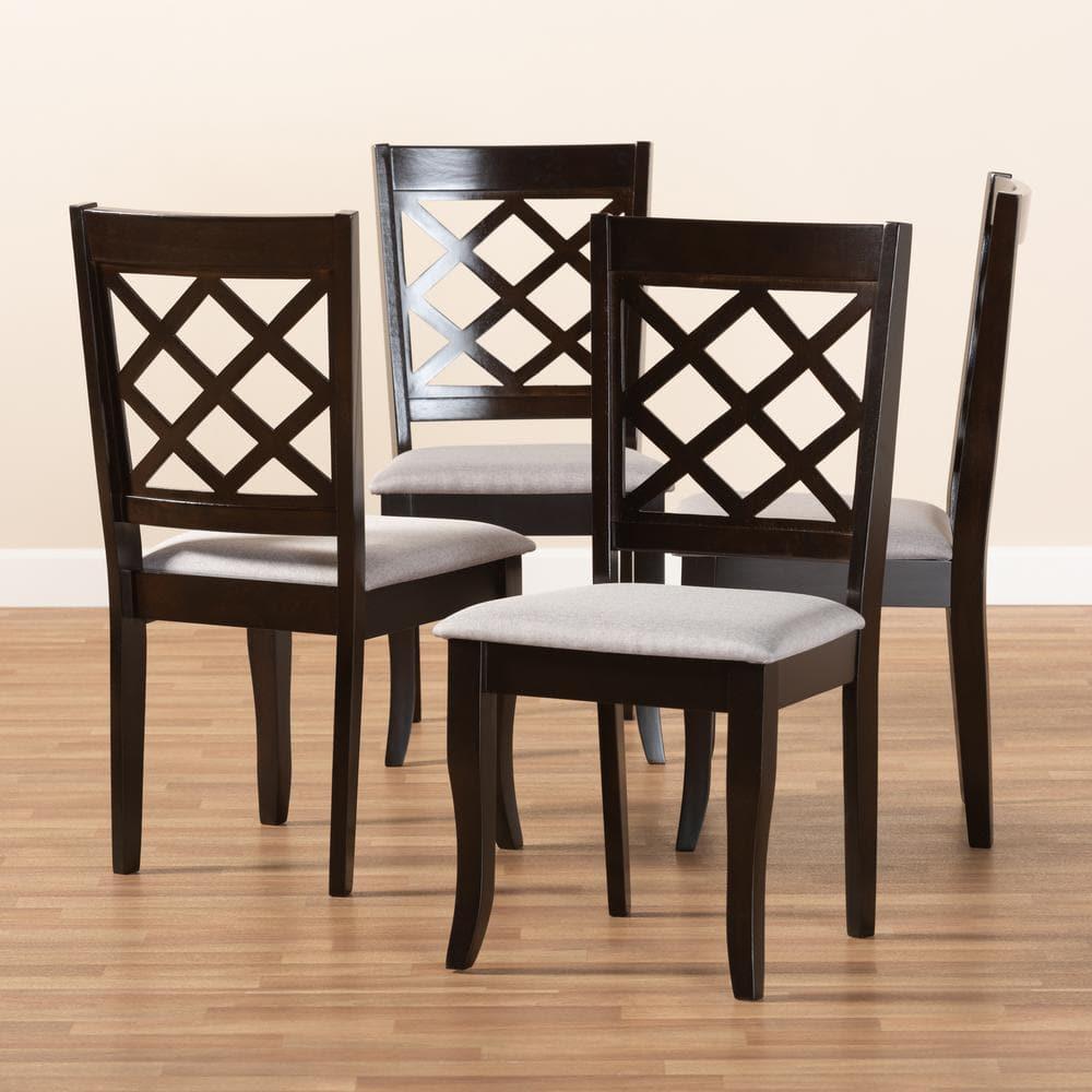 Baxton Studio Verner Silla de Comedor de Madera en Gris y Espresso - Juego de 4