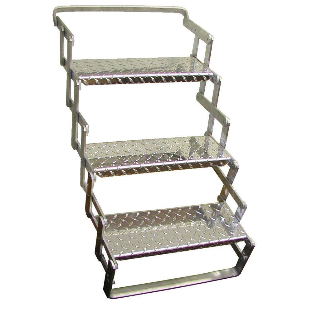 Brophy Products AS03 3-Step Aluminum RV Scissor Steps with 24" to 30" Rise