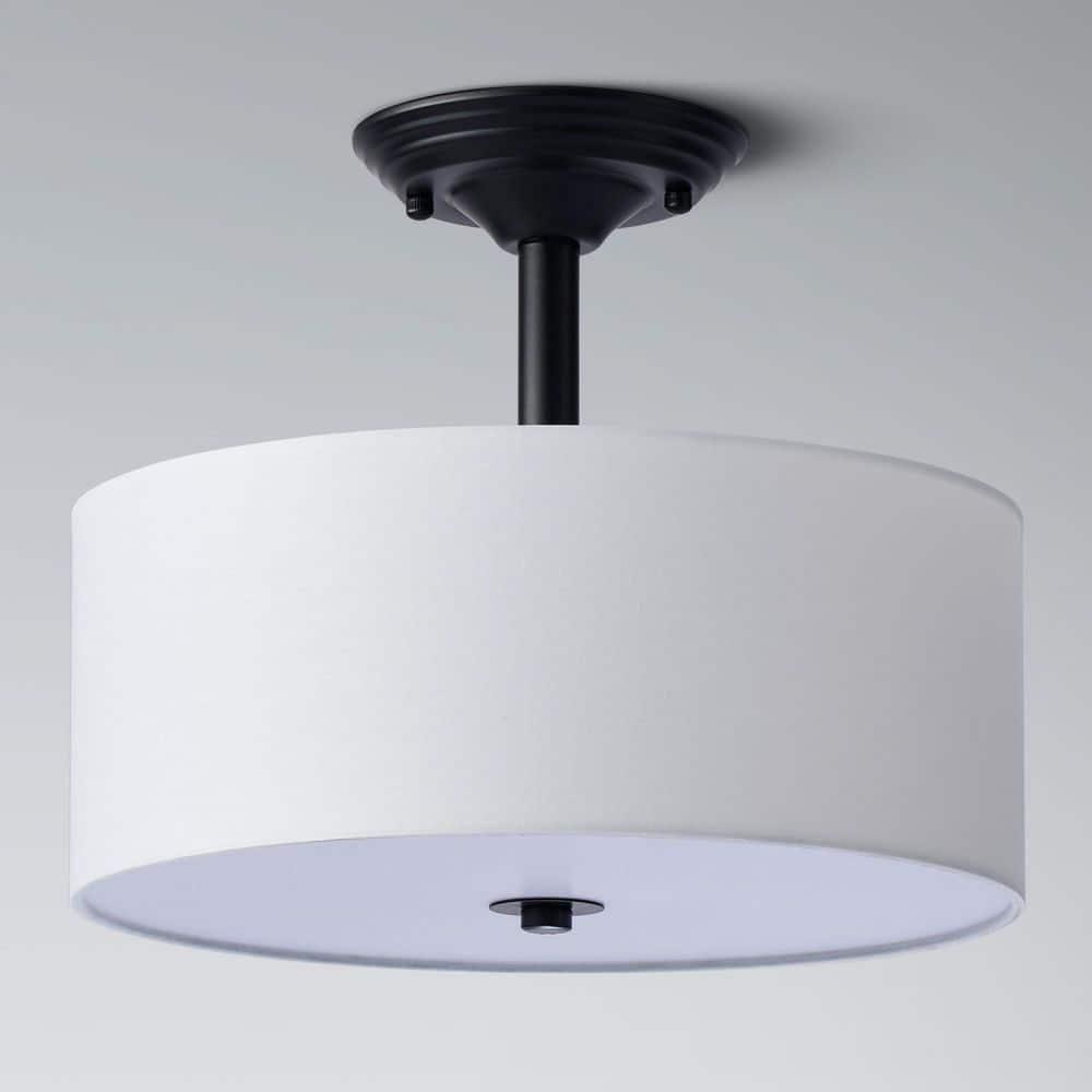 Trade Winds Cassie Drum Semi-Flush Mount Ceiling Light in Matte Black