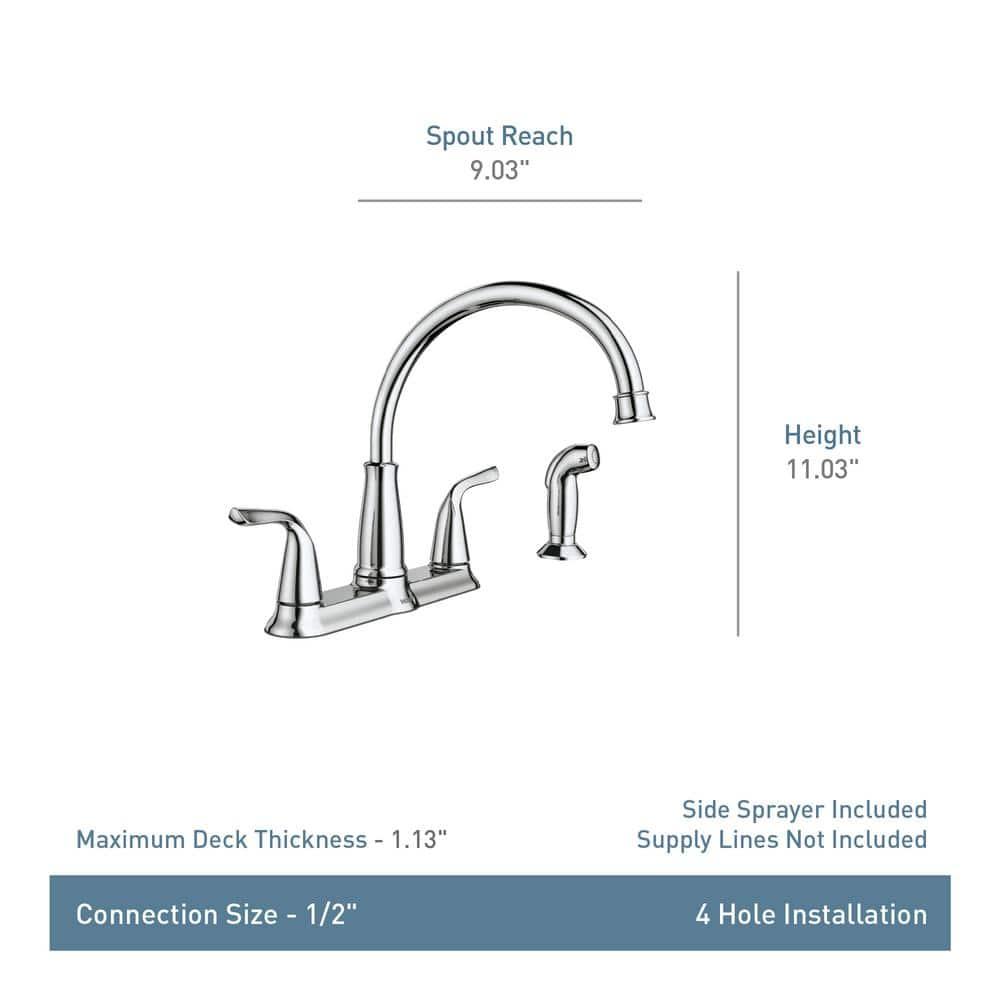 Spot Resist Stainless Dual-Handle Kitchen Faucet with Side Sprayer