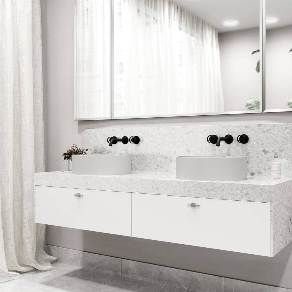 Cass 3" H Two Handle WaterSense Wall Mount Bathroom Faucet