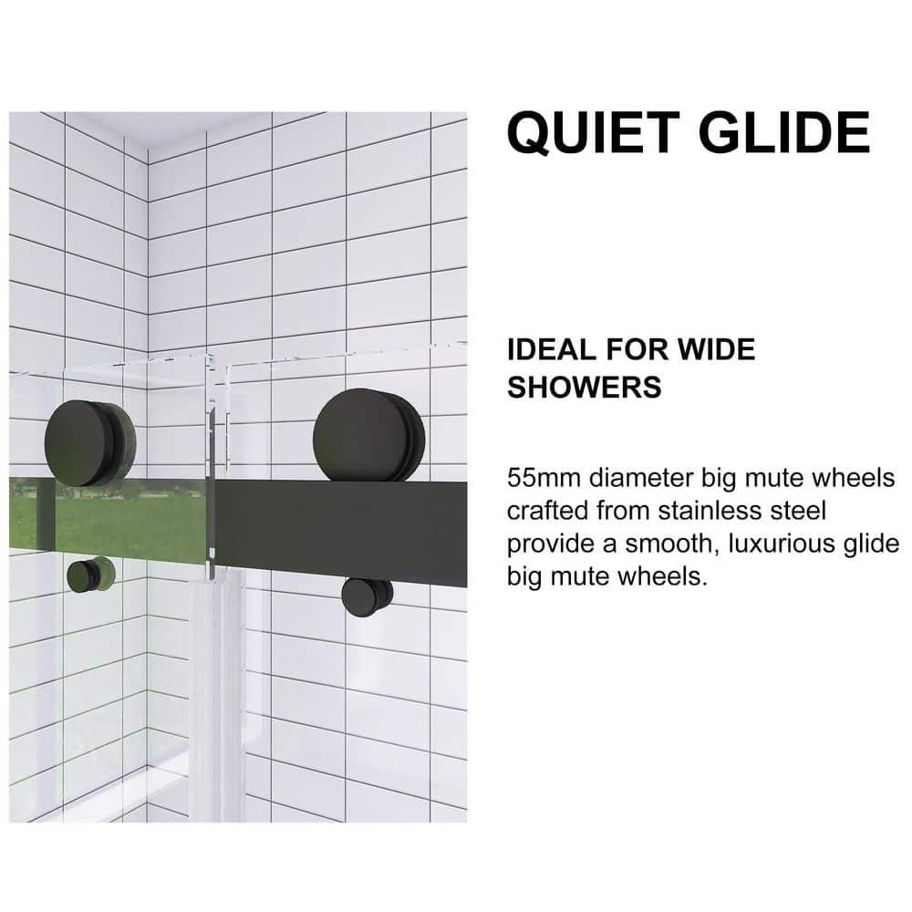 LAWRENCE 56-60"W X 75"H Frameless Double Sliding Shower Door, 304 Stainless Steel In Matte Black, 5/16" (8Mm) Thick SGCC Tempered Clear Glass. | Wayfair