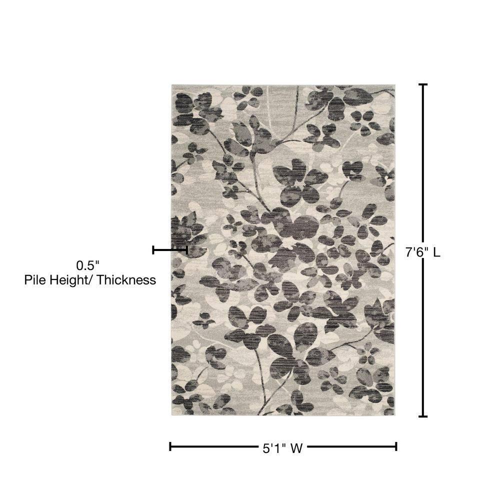 Evoke EVK236 Power Loomed Area Rug - Grey/Black - 5'3"x7'6" - Safavieh.