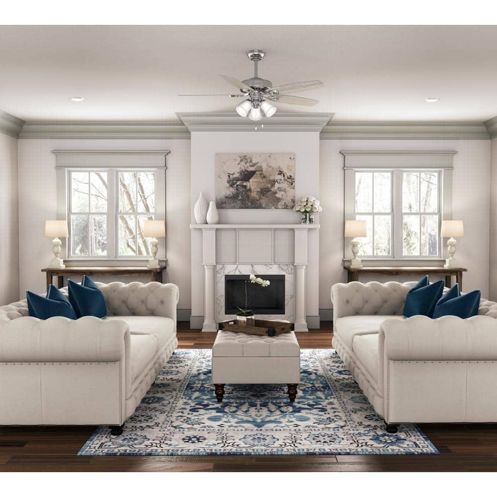 Builder Low Profile 52" 5 - Blade Flush Mount Ceiling Fan with Lights and Pull Chains