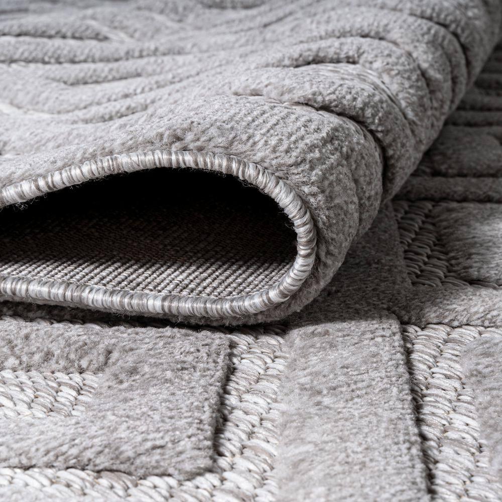 5' x 5' Portmany Neutral Diamond Trellis Indoor/Outdoor Area Rug, Light Gray - JONATHAN Y