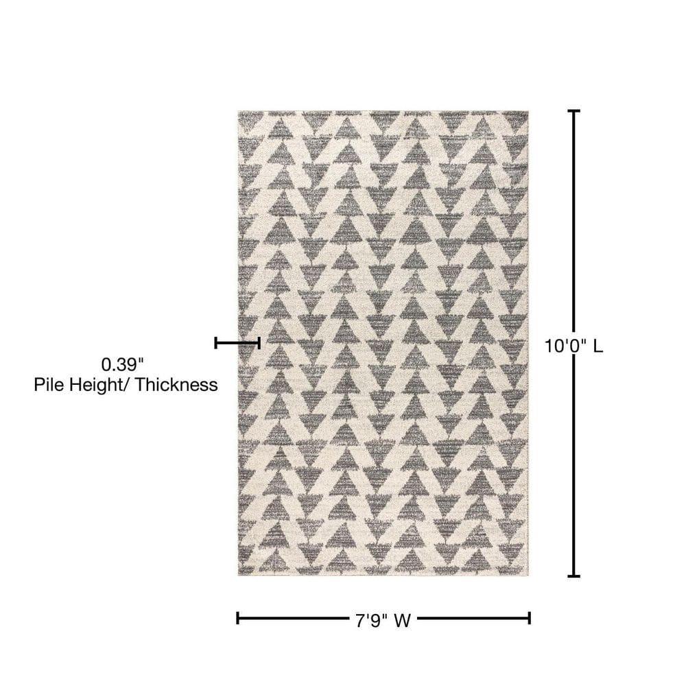 8'x10' Aisha Moroccan Triangle Geometric  Area Rug, Cream/Gray - JONATHAN Y